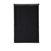 Black Plain PVC venetian Blind - Width 114cm x Drop 213cm - 25mm Horizontal Slats - Easy Fit Trimmable fitting with Tilt control Wand Mechanism - details 0