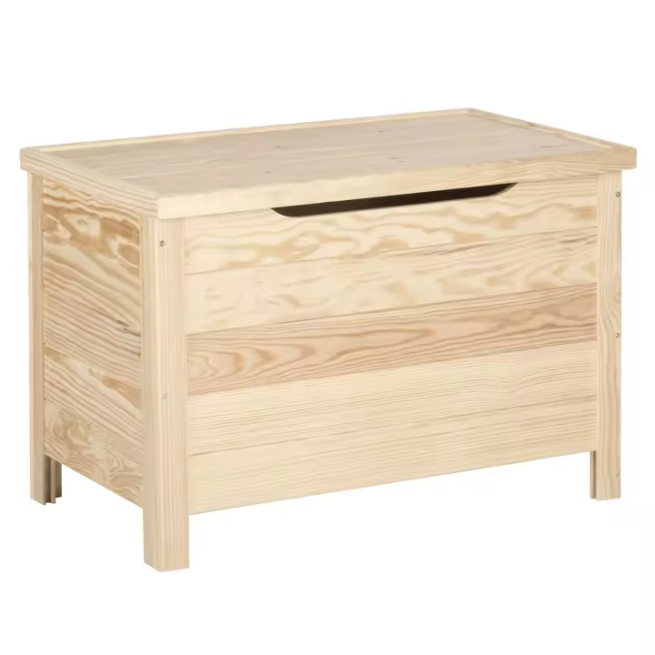 Baúl de almacenaje de madera maciza de pino con patas cuadradas 48x70x40cm - 1