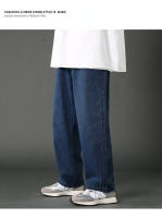Nuevos Jeans Casuales Para Hombre 2024 Estilo Coreano Hip Hop Rectos De Pierna Ancha Pantalones Vaqueros Couple En Negro Y Azul Claro Cierre De Cremallera Talla Media - details 10