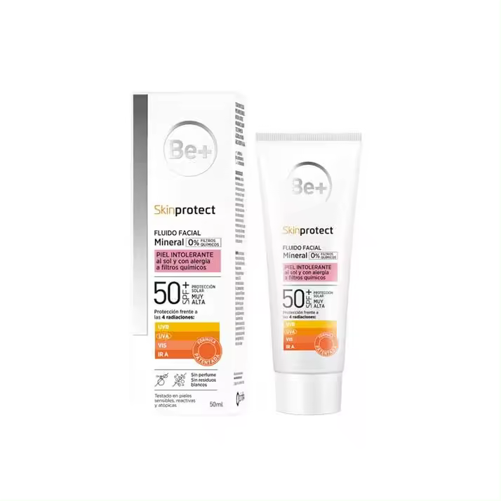 Fluido Facial Mineral Be+ Piel Intolerante SPF 50+ 50ml - Protección Solar - 1