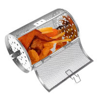 Carcasa De Acero Inoxidable Para Barbacoa Y Horno Accesorios Para Air Fryer Cesta De Freír Universal Grilled Cage Drum Rack Para Café Y Carne - details 4