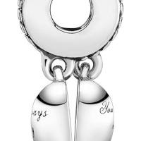 Charm colgante de corazón de madre e hija con circonita cúbica en plata de ley，Incluye Caja Original - details 1
