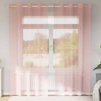 vidaXL Cortinas de gasa con ojales 2 uds 140x245 cm en color Gris claro/Marrón/Gris oscuro y más | protección solar decorativa para ventanas hogar oficina dormitorio fácil de instalar - details 6