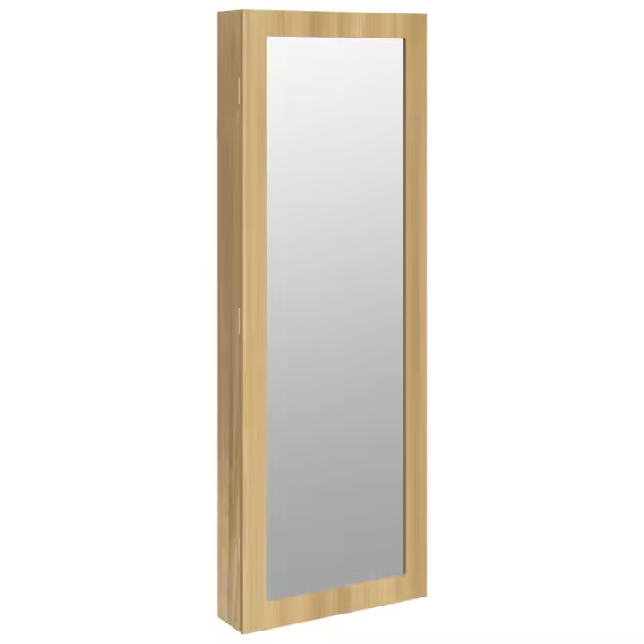 vidaXL Espejo con joyero de pared 37,5x10x106 cm armario de joyería Color Marrón,  Blanco,  Negro y mas - 1