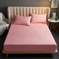 Sábana Impermeable Con Cinturones Elásticos Tamaño Queen/King Color Sólido Protector De Matrícula Para Cama Doble - details 11