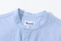 Newness Camisa manga corta de vestir cuello mao del color azul con puntos de blanco - details 2