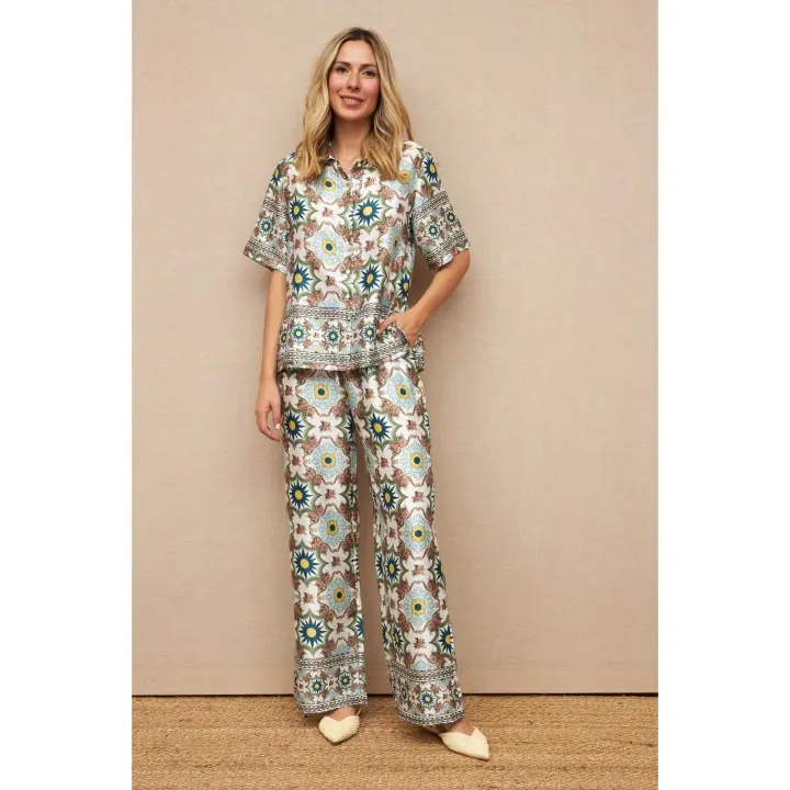 SOLO VENTA CAMISA - CONJUNTO NITA ESTAMPADO - Camisa Estampada, Poliester, Polyester, Primavera Verano para Mujer - 1