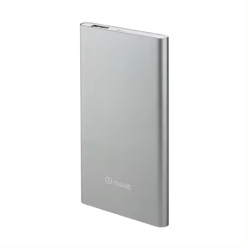 Power Bank Muvit 5000 mAh USB 2A cable USB-MicroUSB plata (NUEVO) - 1