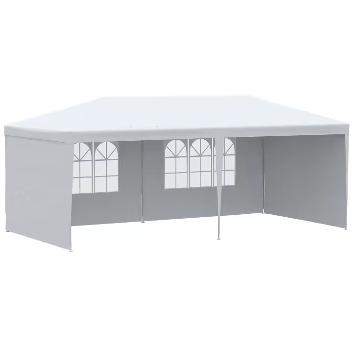 Outsunny Carpa de Jardín 6x3 m con 4 Paredes Laterales y 2 Ventanas Visibles Cenador Gazebo de Exterior con Marco de Acero para Fiestas Eventos Bodas - 1