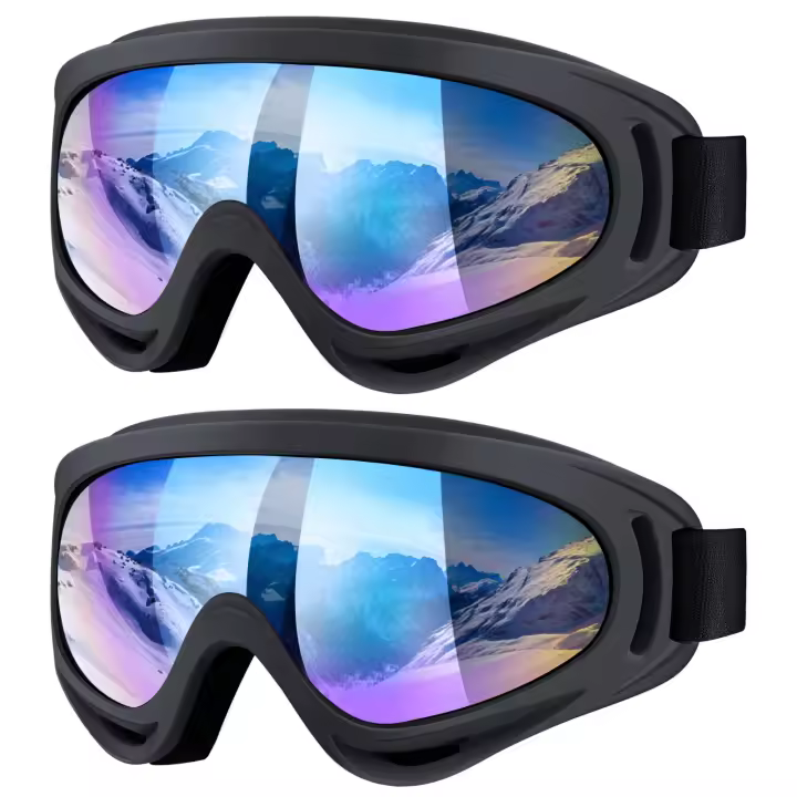 Juego de 2 gafas de esquí y snowboard para hombre y mujer, niños, niños y niñas, jóvenes, antideslumbrantes, antivaho. - 1