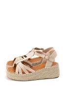 Sandalias de plataforma con cuña de esparto, tiras cruzadas y hebilla ajustable  Estilo fresco y cómodo Mynzi - details 0