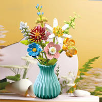 Bloques De Construcción De Bouquet De Flores Eterna Rosa Y Girasol Modelo De Planta Con Vaso Juguete DIY Para Niños Regalos Creativos Decoraciones De Escritorio - details 18