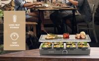 SEVERIN - Raclette, grill y parrilla eléctrica con piedra natural, parilla de mesa con plancha reversible, raclette para 8 personas, sartenes antiadherentes, 56.5x25x14.5 cm, negro, 1400 W, RG 2372 - details 2