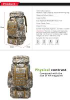 Mochila De Camuflaje Para Hombres Gran Capacidad Impermeable Militar De Viaje Para Senderismo Exterior Bolsa De Hombros - details 4