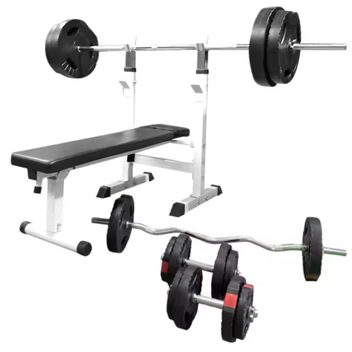 Gorilla Sports Banco de Pesas con Juego de Pesas de triple agarre de 100 kg - 1