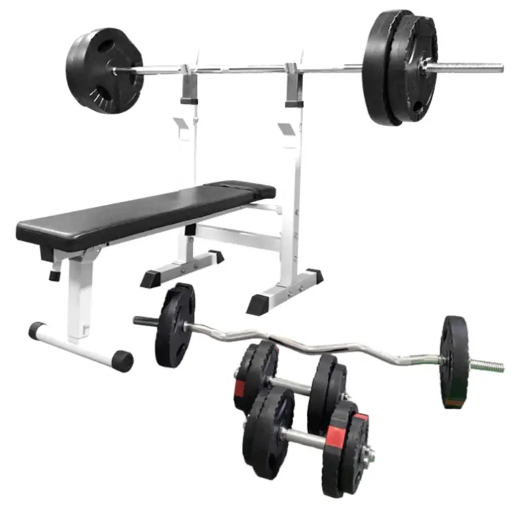 Gorilla Sports Banco de Pesas con Juego de Pesas de triple agarre de 100 kg - 1