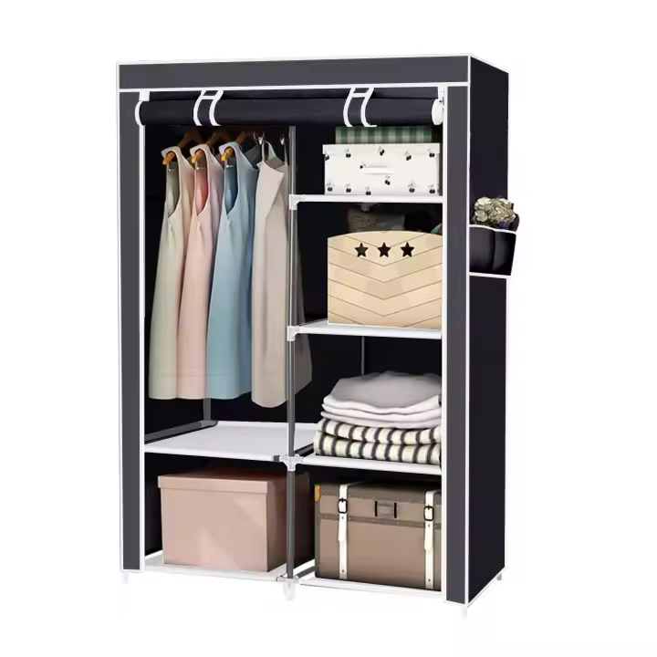 Armario Vestidor de Tela con bolsillos laterales Nyana Home 165x88x45cm, 1 puertas, 5 huecos, 1 ropero - 1