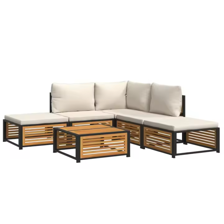 vidaXL Set de sofás de jardín con cojines 6 pzas madera maciza acacia - 1