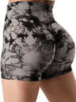 Shorts De Ciclismo De Yoga Para Mujer Cintura Alta Multicolor Tie-Dye Levantamiento De Caderas Sin Costuras Para Ejercicio Running Gimnasio - details 1