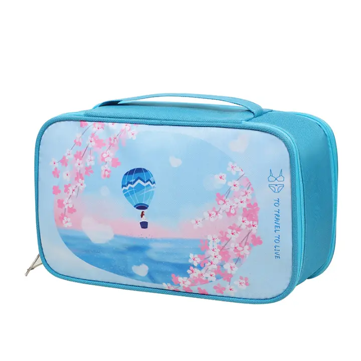 Bolsa de viaje para guardar calcetines y ropa interior, estilo pintura al óleo, con dibujos animados, portátil, para guardar ropa interior y sujetadores. - 1