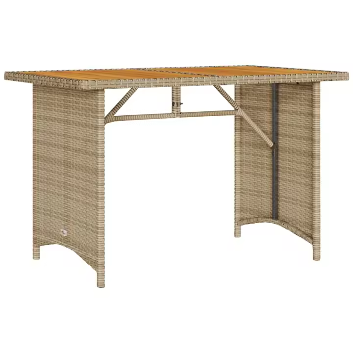 Mesa de Jardín superficie de Madera ratán PE beige 110x68x70 cm - 1