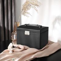 Caja joyero de 3 niveles con espejo, asa y cerradura, ideal para viajes, estilo moderno, blanco clásico o negro, perfecto como regalo - details 10