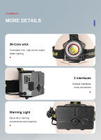 Linterna Frontal LED Recargable USB De Alta Potencia Con Sensor XHP300 Para Pesca Y Caza Luz De Mano Con Ajuste De Ángulo De 90° IPX6 Impermeable - details 20
