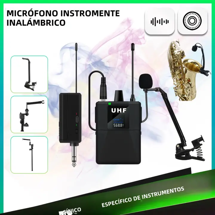 Micrófono Inalámbrico Profesional Para Instrumentos De Música Saxofón Trompeta Trombón Cinturón Cuello Lapel Recolector De Sonido Para Grabación Y Performances Al Aire Libre - 1