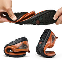 Zapatos Casuales Hechos a Mano Para Hombres Plataforma Plana Transpirables Zapatillas De Exterior Loafers Con Cubierta Superior De Cuero Split - details 14
