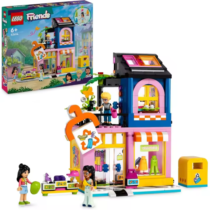 LEGO Friends Tienda de Moda Retro de Juguete con Accesorios, Maqueta de Construcción, Juego de Roles con Mini Muñecos de Personajes y Figura de Gato, Regalo para Niñas y Niños de 6 Años o Más 42614 - 1
