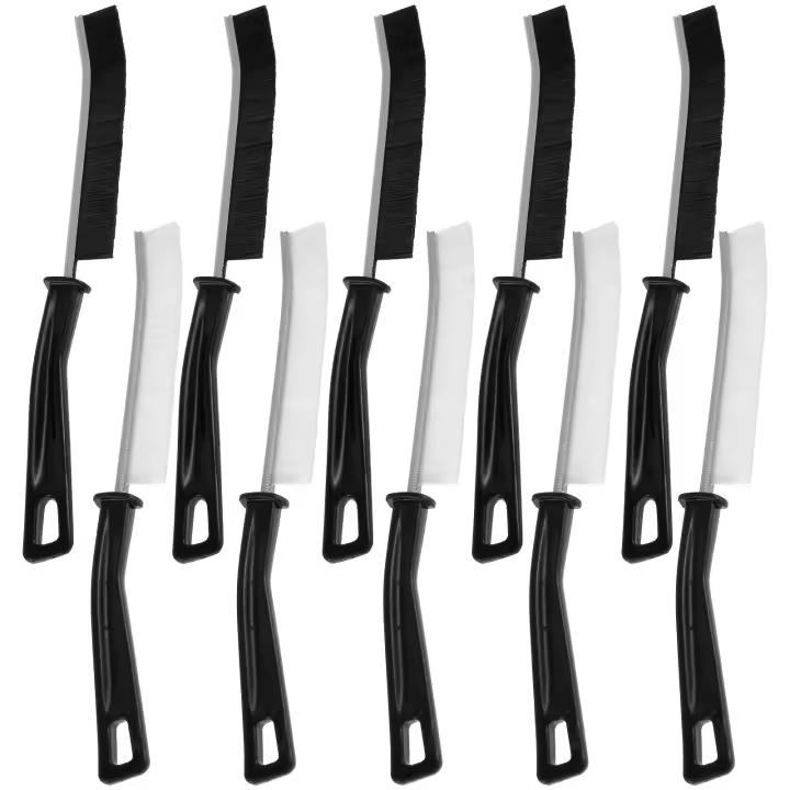 Cepillo De Limpieza Para Espacios Estrechos 10Pcs Cepillo De Níquel Con Cerdas Duraderas Para Limpieza De Ventanas Puertas Rallures De Ducha Y Salas De Baño - 1