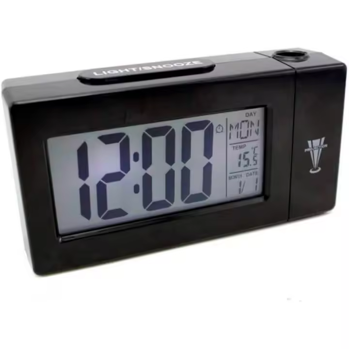 Reloj Proyector de Escritorio con Pantalla LED | Activación de Luz por Sensor | Reloj despertador de proyección Digital con proyector giratorio en pared o techo | RevolutionLine - 1