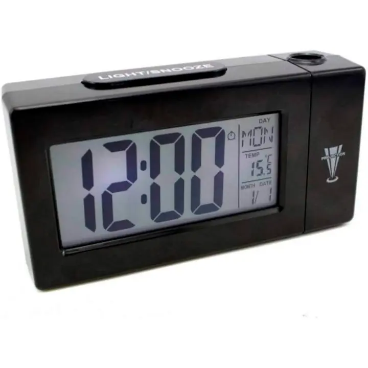 Reloj Proyector de Escritorio con Pantalla LED | Activación de Luz por Sensor | Reloj despertador de proyección Digital con proyector giratorio en pared o techo | RevolutionLine - 1