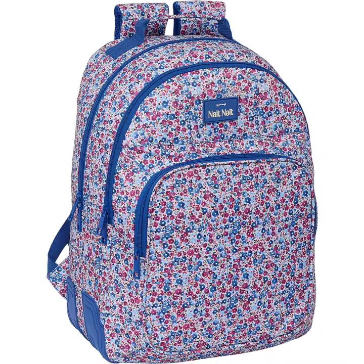 SAFTA  MOCHILA GRANDE "FLORES COIMBRA AZUL" - Mochila Escolar Licencia Oficial - Diseño Ergonómico - Amplio Espacio de Almacenamiento - Bolsillos Multifuncionales - 1