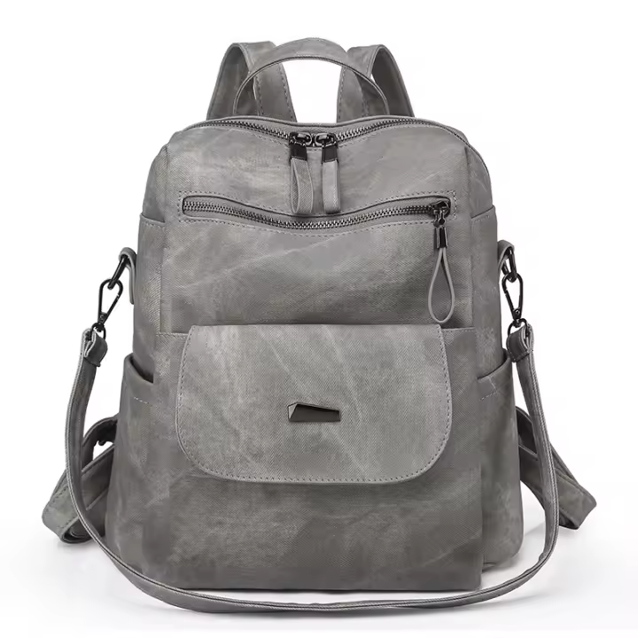 Mochipa de cuero impermeable para Mujer, Bolso Escolar de moda para Bolso de mopila para Mujer, Bolso de mochipa Retro - 1