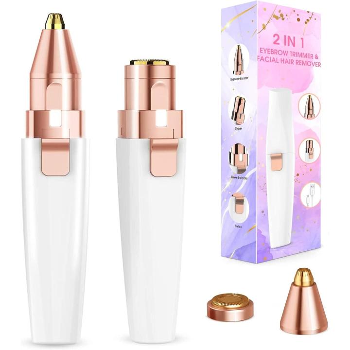 Facial epilator and eyebrow trimmer for women with led light - electric facial trimmer