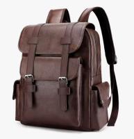 Mochila de hombro de cuero impermeable para hombre, bolso Retro informal de gran capacidad para ordenador portátil de negocios para estudiantes, mochila escolar de viaje, moda - details 0