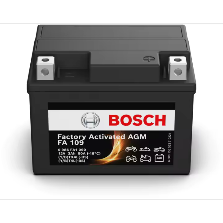 Batería de Moto Bosch FA110 - AGM. Tecnología AGM. 12V - 10Ah/165A (EN) - 1