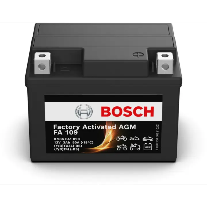 Batería de Moto Bosch FA110 - AGM. Tecnología AGM. 12V - 10Ah/165A (EN) - 1