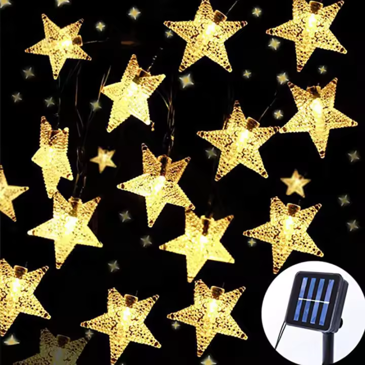 Luces De Cadena Solar Estrella 8 Modos Brillo Encantador Impermeable Para Jardín Exterior Árbol De Navidad Valla Balcón Decoración - 1