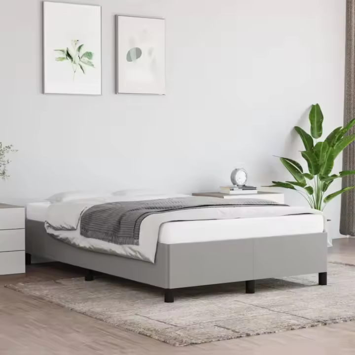 Estructura de cama sin colchón tela gris claro 120x200 cm - 1
