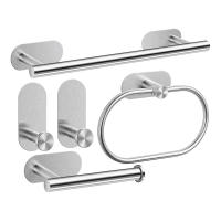 Juego De Accesorios De Baño En Acero Inoxidable 304 Con Barra De Toalla Anillo De Toalla Porta Papel Y Gancho De Bata Niquel Pulido - details 8