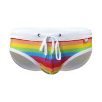 Bragas De Natación Para Hombre En Blanco Con Estampado De Bandas Sport Y Playa Moda Verano Material Poliéster Y Spandex - details 1