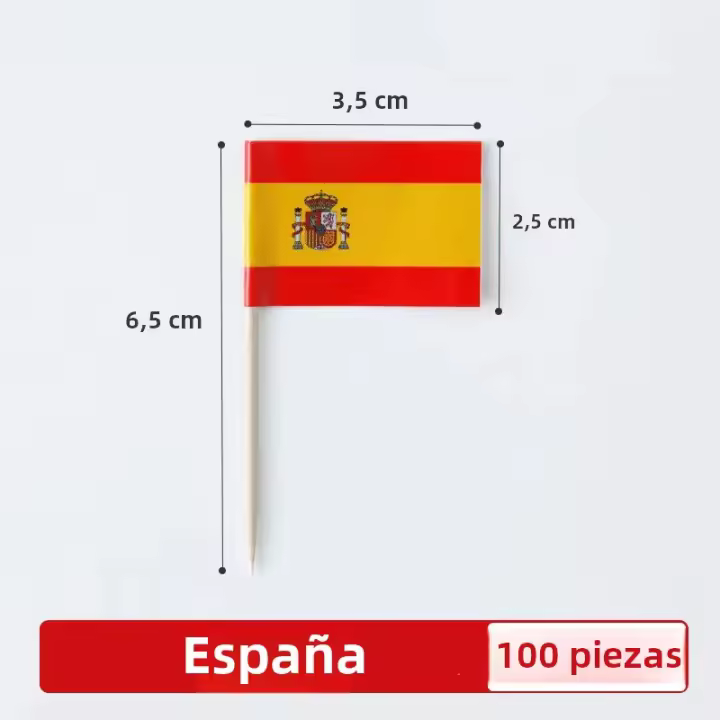 100PCs Palillos De Dientes Con Banderas Nacionales Para Decoración De Pastelitos Y Frutas En Fiestas Y Eventos - 1