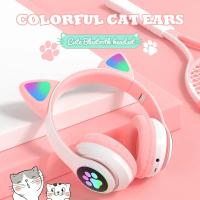 Auriculares Bluetooth 5.0 Con Lámpara De Flash Y Orejas De Gato Para Niñas Soporte TF Card Micrófono Inalámbricos Regalo De Cumpleaños - details 0