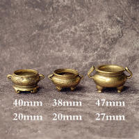 Brass Pocket Lotus Jiuding Incense Burner Hollow Mini Incense Holder Garden Statue Sculpture from Mainland China - details 5