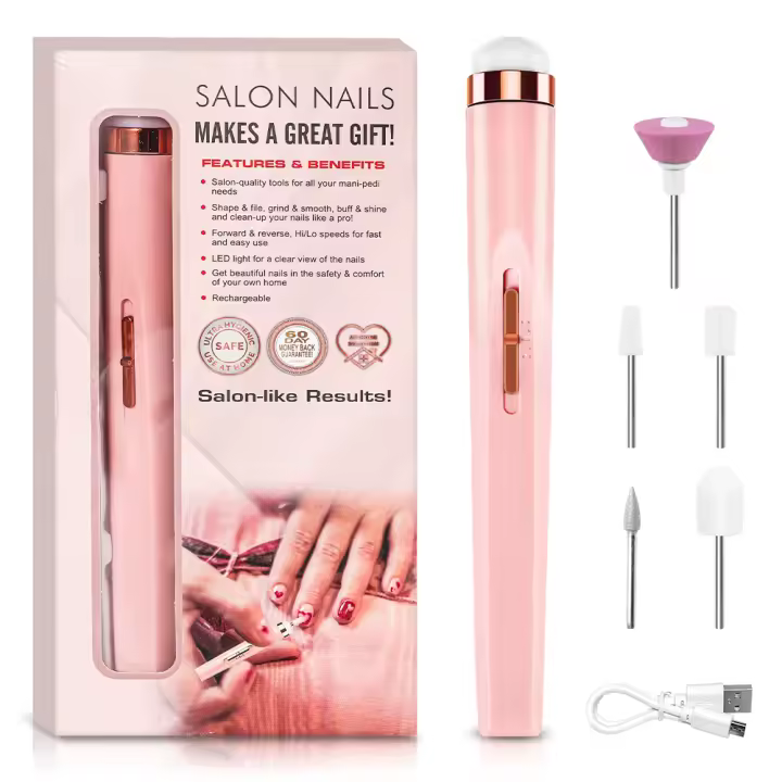 Mini Taladro De Uñas Eléctrico De Acrílico Portátil Máquina De Uñas Con Bits Profesionales Para Eliminar Uñas Y Pedicura Manicura - 1