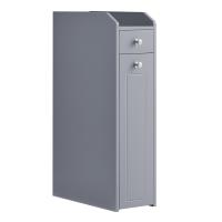 Armario de baño estrecho gris paloma con portarrollos y cajones, solución de almacenamiento vertical para espacios pequeños - details 0