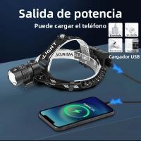 Linterna Frontal LED Potente XHP199 Para Pesca Y Camping Recargable USB 18650 Lámpara Frontal Con Ángulo De Haz De 180° Fuente De Luz LED Batería De Litio Metálico Impermeable - details 8
