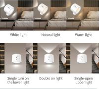 Lámpara De Pared LED Recargable Con Control Remoto Y Doble Cabeza 360° Rotación Iluminación LED Para Dormitorio Y Baño Negro Y Blanco - details 4